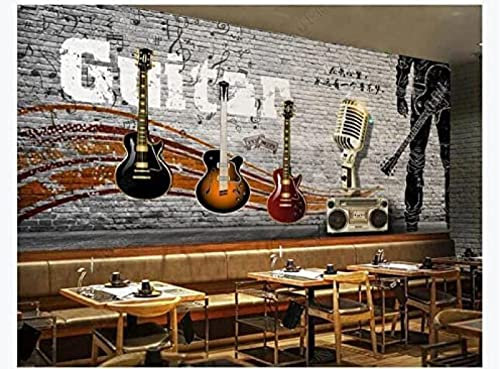 Handgemalte Musik Thema Gitarre Dekoration Malerei Hintergrund Wand Tapeten Wohnkultur Fototapete 3D Effekt Wohnzimmer Schlafzimmer Kinderzimmer-300Cm×210Cm