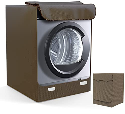 LEESITEC Coprilavatrice da Esterno Impermeabile per Lavatrice e Asciugatrice, con Apertura Frontale,Marrone, M,60×53×85 cm