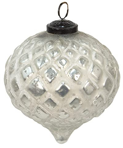 Clayre & Eef Weihnachtskugel Ø 12 cm Silberfarbig Glas Weihnachtsdekoration