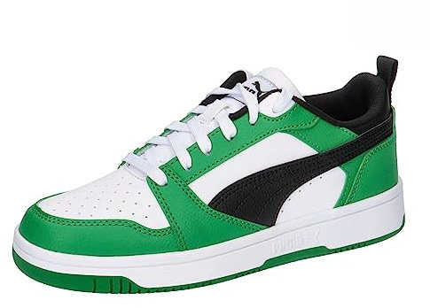 PUMA Rebound V6 Lo Jr Sneaker, White Black Archive Green, 39 EU