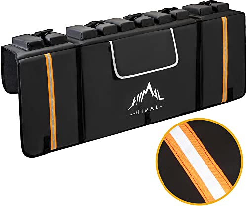 GoHimal Heckklappenpolster Pro für Mountainbike, Heckklappen-Fahrradpolster bis zu 5 Mountainbikes auf den meisten LKWs in voller Größe, mit reflektierenden Streifen und Werkzeugtaschen