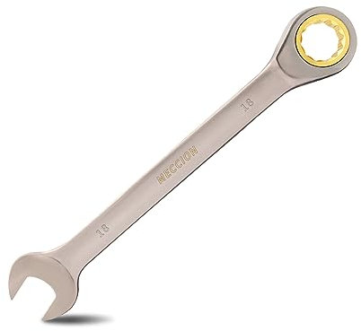 Meccion Llaves Combinadas, Professional 18mm Llaves Fijas con Carraca - Acero Cromo Vanadio Forjada, Niquelada Negro