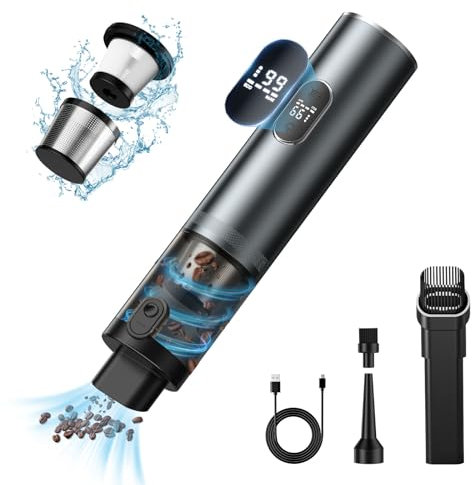 MusyVocay Aspirapolvere Auto Senza Fili 85W, Due Velocità 8-13KPa, Aspirapolvere 3 in 1 per Aspirazione/Gonfiaggio/Illuminazione, Portatile per Auto/Casa/Ufficio/Animali Domestici (Blue)