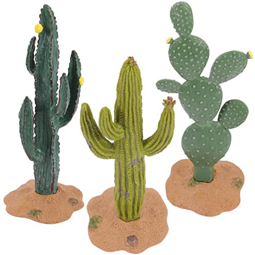 WOFASHPURET Figuras De Cactus Artificiales Miniatura 3 Piezas De Plantas Simuladas Verdes y Amarillas Materiales Seguros Decoración para Oficina Hogar y Coche