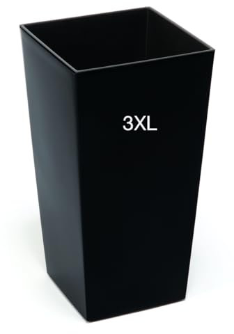 MELTOM Macetero alto brillante con inserto alto (negro, 3XL-75 cm)