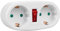 Maclean MCE338 F Base de Enchufe, Divisor con 2 Tomas y Disyuntor, Tipo F, 2x16A