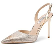 QUEEN HELENA Décolleté Eleganti con Strass con Tacco Alto Scarpe a Punta Chiusa Donna K3336 (Oro, Sistema Taglie Calzature EU, Adulto, Donna, Numero, Media, 38)