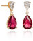 Diamond Treats Tropfen-Ohrringe aus Gold in Birnenform für Damen mit klaren und roten Zirkonia-Steinen. 925 Sterling Silber Teardrop Ohrringe für Frauen, Damen Ohrringe aus Gold mit Geschenkbox