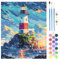 QENSPE Peinture par Numéros Paysage pour Adulte, Kit de Peinture DIY sur Toile Bricolage pour Adulte Paint by Numbers Kit avec Pinceaux Peinture de Dessin de Pigment Acrylique 40x50cm (Phare)