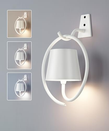 Faithorse Wandleuchte Innen, Wandlampe mit Akku, Wandleuchte ohne Stromanschluss LED Lampe mit 3 Farbtemperatur Außenleuchte Kabellose Wandleuchten für Schlafzimmer Wohnzimmer Treppe (Weiß)