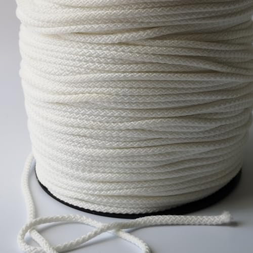 5mm Cord Drawstring Rope Polypropylene Strong String Craft Lacing Braided DIY (White, 5 meters / 16 ft)