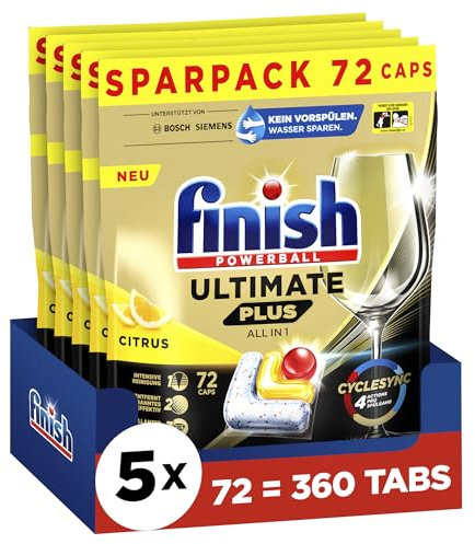 Finish Ultimate Plus All in 1 Citrus Spülmaschinentabs Sparpack 5 x 72 Finish Caps