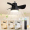 RUIXTIPAD E27 Socket Ceiling Fan Light, Small Ceiling Fans with Lights and Remote, 14 Inch Light Bulb Fan, Bayonet Ceiling Fan Light, Quiet E27 Screw in Ceiling Fan Light for Bedroom, Garage