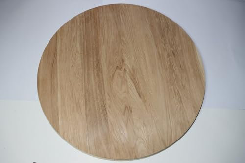 Runde Platte aus massiver Eiche, Massivholzplatte Eiche, Tischplatte, Esstich, Runder Tisch, Arbeitsplatte (Durchmesser 70cm)