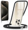 Xiltlly Handykette für iPhone 15 Pro Max Hülle mit Band Kette Handyhülle TPU Silikon Transparent zum Umhängen Stoßfest mit Kordel Necklace Schnur Schutzhülle Bumper Case für iPhone 15Pro Max, Schwarz