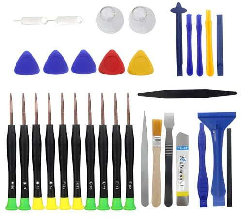 Mobile Phone Repair Tool Kit 30 PCS Upgraded Version Electronics Repair Tool Kit, Removal Cleaning Repair Kit with Magnetic Screwdrivers Set for Fix Phone, Computer, Tablet
