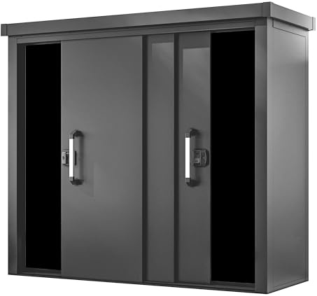 GFP Primeyard Geräteschrank Leon Metall 210x78x191 cm Gartenschrank Schiebetür anthrazit inkl. Fußboden