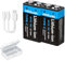 Baterías Recargables de 9V, 4400mWh Alta Capacidad, Recarga USB con Cable Tipo C para Detectores Humo, Multímetros, Control Remoto, Guitarra Eléctrica, Intercomunicador (2Pcs)