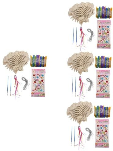 jojofuny 4 Ensembles Carillons Éoliens en Bois Décoration Kit Carillon Éolien Pendaison Murale À L'intérieur Cloche à Vent Rose Carillons Éoliens Bricolage Cupidon