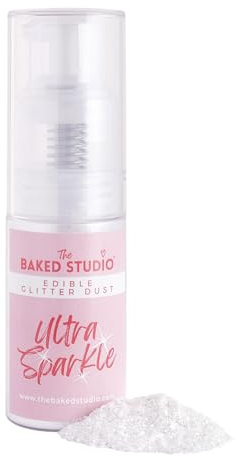 The Baked Studio Edible Glitter Dust – Pump Bottle | 100% Edible, Vegan & Halal | Easy-Spray Sparkle for Cakes, Cupcakes, Cookies & More (Ultra Sparkle 10g)
