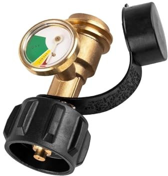 Indicateur de niveau de réservoir de propane et détecteur de fuites - Manomètre de gaz - Universel for camping-car, bouteille, barbecue à gaz, chauffage et plus - Connexion de type 1