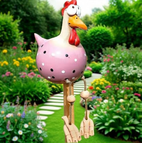 Ruiaqer Keramik Huhn Gartendeko Deko Garten Handarbeit Huhn Deko Garte n Keramik Hah Gartenstatue Henne Figuren Gartendeko Gartenfigur Gartendekoration für Außen Balkon Garten Ostern (Rose)