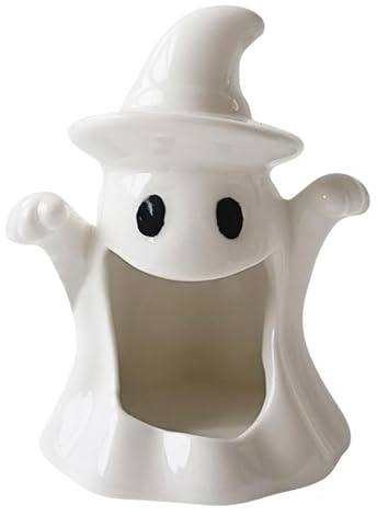 Geister Kerzenhalter, Teelichthalter Halloween Lustiger Keramik Geister Kerzenhalter, Halloween Deko Teelichthalter Geisterfigur Kerzenständer Votivkerzenständer Tischdeko