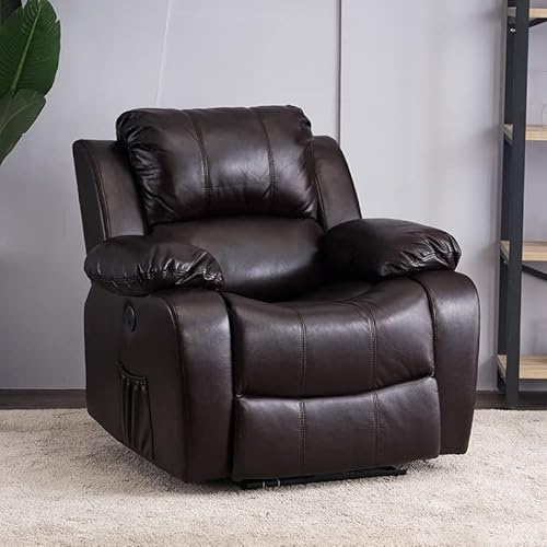 39 Zoll hohes Raumkapsel-Sofa faul erste Klasse einzel elektrisch neigbar multifunktionales Ledersofa (Dark Coffee)