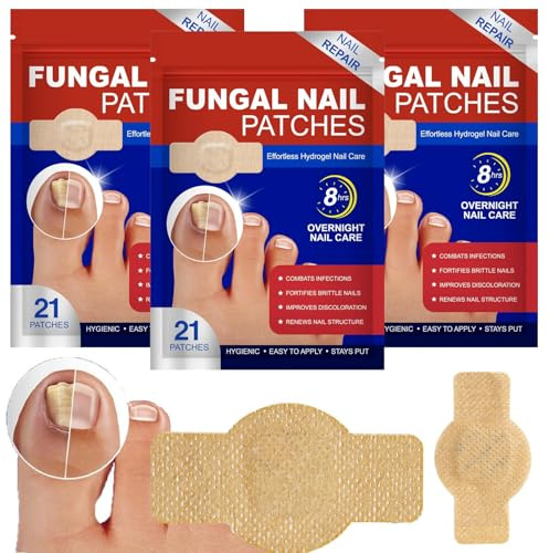 63 Stück Pilz Nagel Patches Nagelpilzpflaster,Nagelpilz Pflaster | Fungal Nail Patches,Zehennagel Korrektur für Beschädigte Nägel und Das Erscheinungsbild Verfärbter Nägel