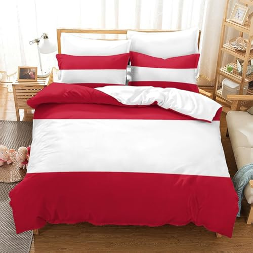 Österreich Für Kinder Mädchen Jungen 3D Gedruckter Europäische Flagge Bettbezug Set Bettwäschegarnitur Reissverschluss Bettwäsche Und Kissenbezüge Weich Microfaser 3 Teilig Super King(260x220cm)