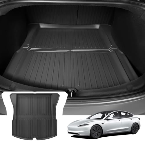 ASZSK Kofferraummatte für Tesla Model 3 2026/Tesla Model 3 Highland 2026, aus TPE Material, Abriebfest und schmutzabweisend, allwettertaugliche Anti-Rutsch- und Wasserfest (schwarz)