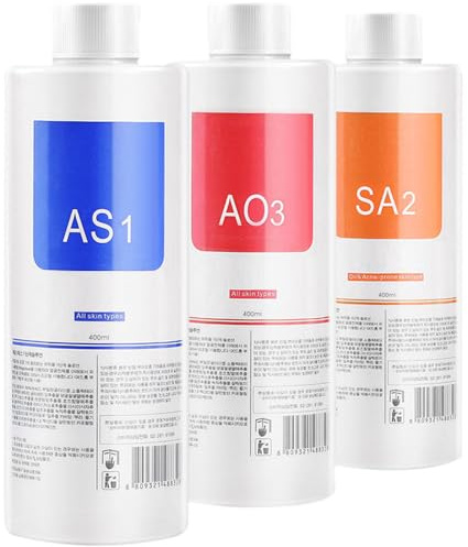 WONDER POINT Aquafacial Lösungen für Professionelle Aqua Facial Geräte, AS1 SA2 AO3 Aqua Peeling Lösung, Aqua Peeling Serum Gesichtsbehandlung, Reinigend & Peeling – 400 ml (3 Flaschen)