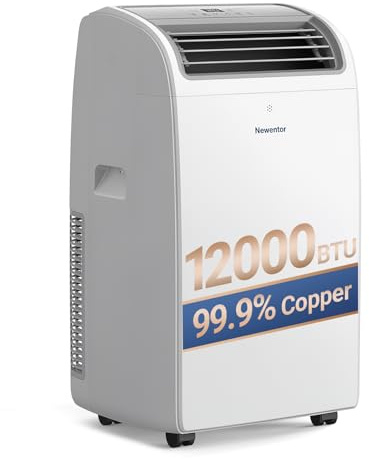 Newentor 12000 BTU Portable Air Conditioner, Air Conditioning Unit with 5-in-1 Cooling & Fan & Dehumidifier & Sleep & AI Mode, 24H Timer, Remote Control