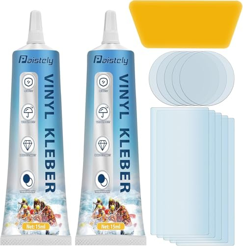 Pool Reparaturset 30ml, Pool Flicken, Transparent und Langlebig Flickzeug Luftmatratze, Wasserdicht und Hochfest Schlauchboot Reparaturset Kann Verschiedene Aufblasbare Gegenstände Reparieren