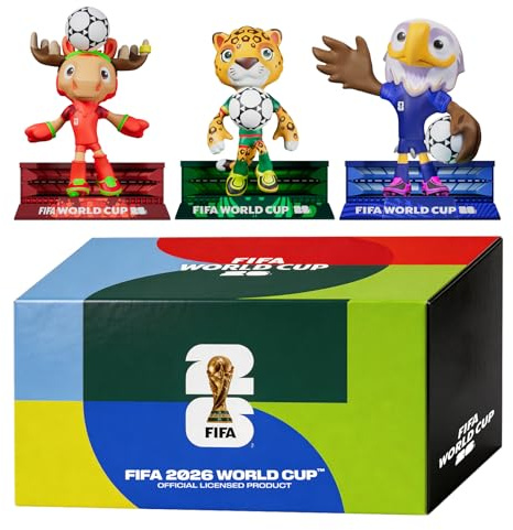 Sanyetral FIFA WORLD CUP 2026 3 Collectable Mascot Figures,Court Set-A | Multi-Colour,includes Figurines Clutch,Zayu,Maple,Court Set-A in Gift Box(6 cm)