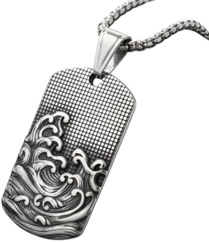 Karma NH11433033 Halskette Surfer Style mit Anhänger Silbergrau 55 cm Edelstahl Kette Herrenschmuck Männer Herrenhalskette modern Geschenk für Ihn wasserfest hypoallergen rostfrei