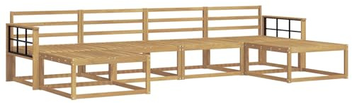 vidaXL Outdoor-Sofagarnitur 6 pcs Weiß Massivholz Akazie, Moderne Akazien-Gartenmöbel, wetterfester Sofa-Set, stylische Sitzgelegenheit für Terrasse und Pool