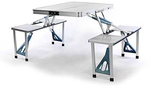 Nexos Sitzgruppe Camping Aluminium Tisch 4 Hocker Stuhl Party klappbar Koffergarnitur Klappgarnitur Picknicktisch wetterfest