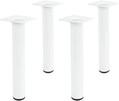 Amig - Pata Redonda de Acero para Muebles - Resistencia y Versatilidad - Incluye Tornillería - Diseño Moderno - para Mesas y Sofás, Blanco, 30 x 200 mm, Metal