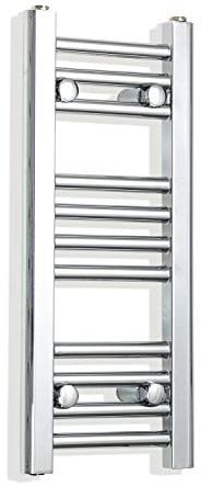 companyblue 300mm Wide Chrome Heated Towel Rail Radiator Flat Ladder for Stylish Bathroom (300 x 600 mm)