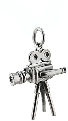 Sterling Silver Movie Camera Charm Necklace, 18 Chain