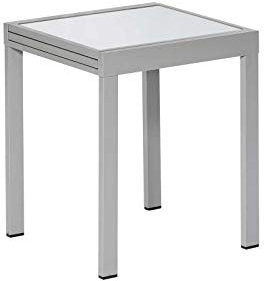 MERXX Balkonausziehtisch, Silber/grau, Alu/Glas, 65/130x65cm