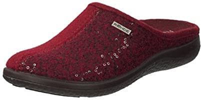 Rohde 6550 Bari Schuhe Damen Hausschuhe Pantoffeln Softfilz Weite G, Größe:42 EU, Farbe:Rot