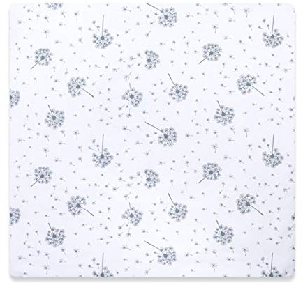 Amilian Bezug (ohne Füllung) für Deko Kissen 80x80 Kissenbezug mit Reißverschlus, fürs Baby, Kinderzimmer 100% Baumwolle Muster: Pusteblume Weiß