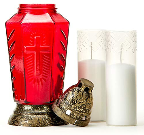 Cemetery Memorial Candle, Christian Cross Candle Holder with 2 Candles