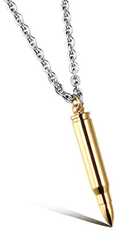 dsanbo Schmuck Patrone Gewehrkugel Anhänger Kette Edelstahl Bullet Memorial Herren Damen Halskette