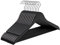 SONGMICS Percha de Madera Maciza, Juego de 10, con Ranuras para Hombros, Barra Antideslizante para Pantalones, Gancho Giratorio de 360°, para Trajes, Camisas, Abrigos, Negro y Plata CRW02B10