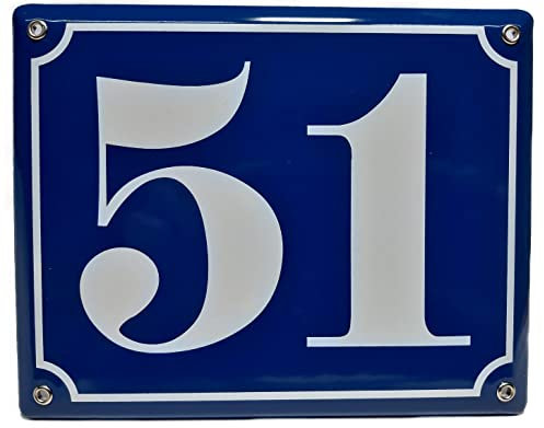 Hausnummernschild - Format 200 x 160 mm - Hausnummer - Emaille - Keramik - Wetterfest - Türschild. Farben: Blau Grün Anthrazit Dunkelblau Weiß Mit Zahl nach Wunsch. J.Pfaffenzeller