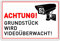 Schild Achtung Videoüberwachung Warnschild Hinweisschild Sicherheitskamera Warnung Warnschild mit UV-Schutz Wetterfest Hinweis 300 mm x 200 mm | Made in Germany |