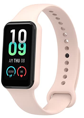 FTRONGRT Correa para Amazfit Band 7, Flexible Silicona Reloj de Recambio Ajustable Brazalete Smart Watch Correa - Rosa Claro